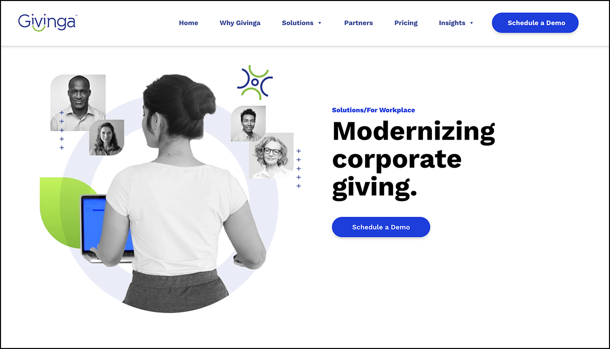 Screenshot of Givinga’s webpage on Philantech®, its workplace giving platform.